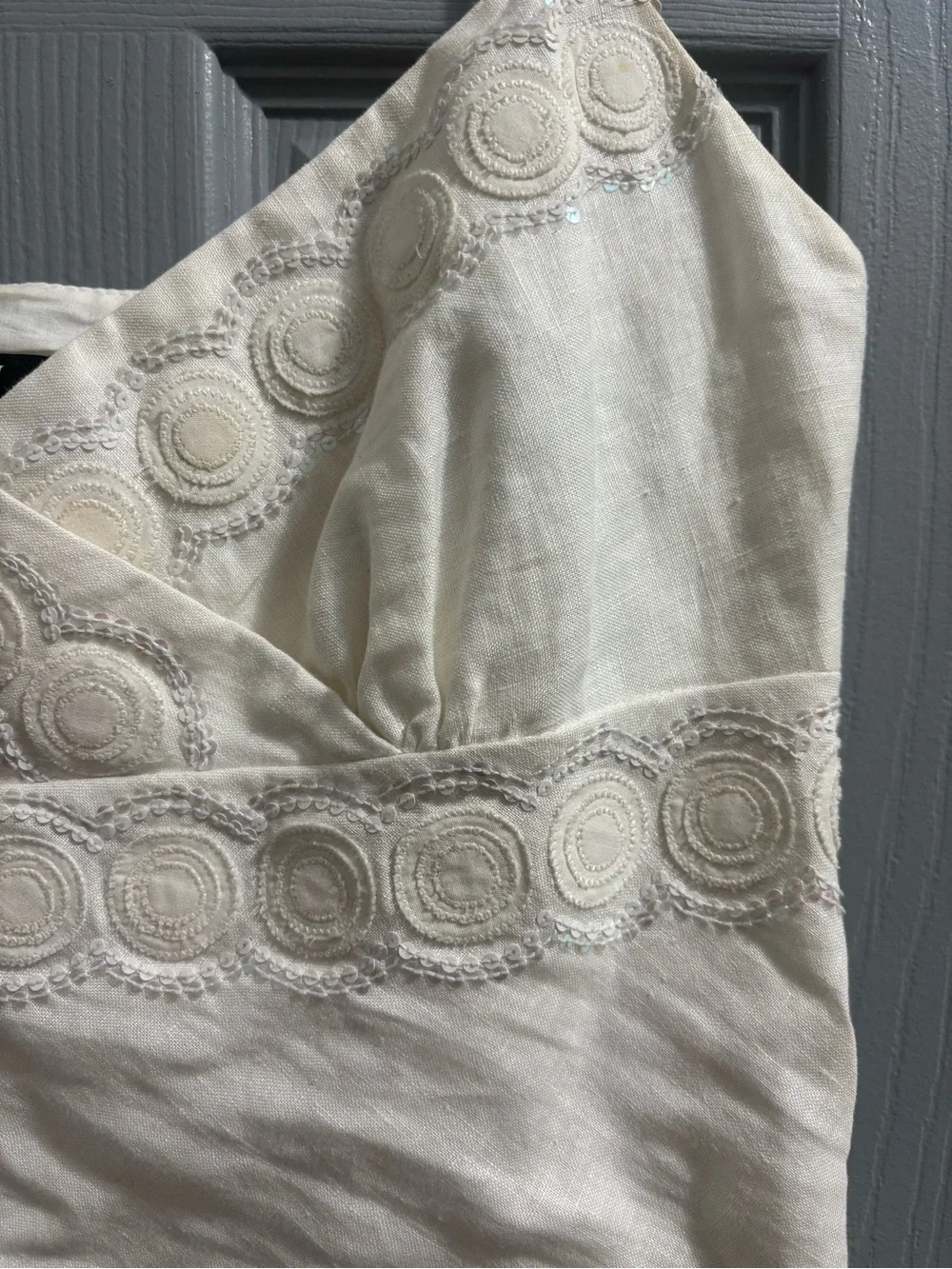 J. Crew Cream Linen-Blend Embroidered Spaghetti Strap Camisole